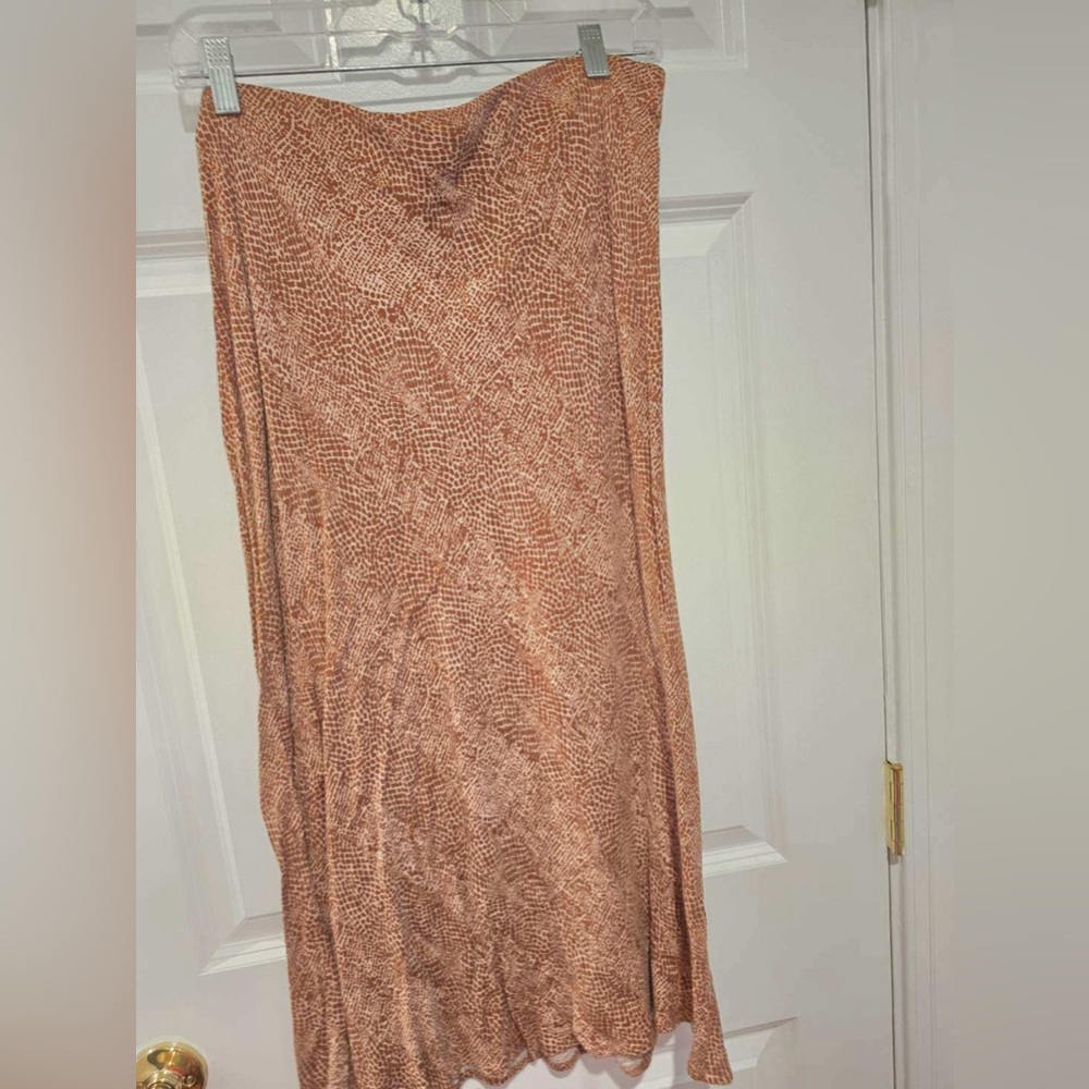Brown Textured Maxi Skirt